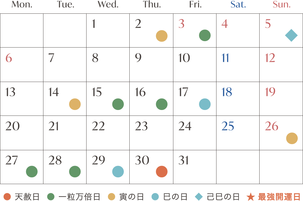 5月の開運日