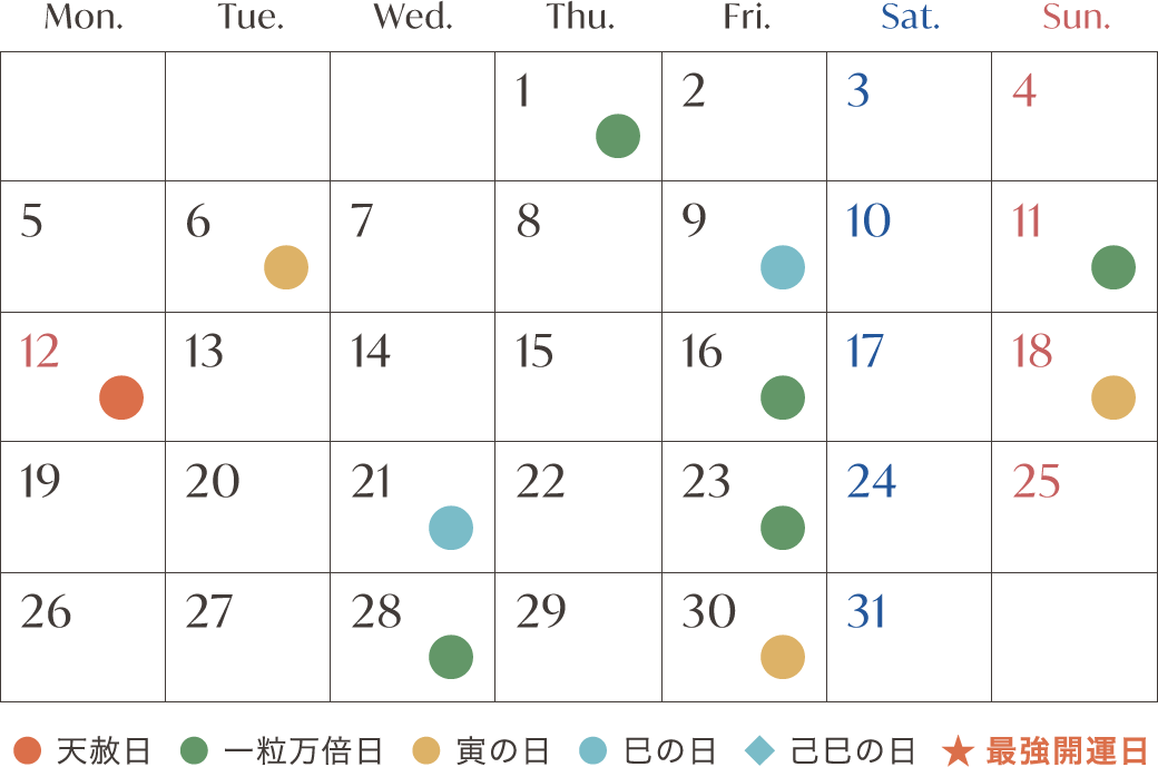 8月の開運日