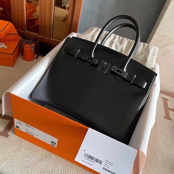 【完全受注生産】 希少!エルメス ソーブラック バーキン30 コピーn級品 ブラック ボックスカーフ ブラック金具 erl77595