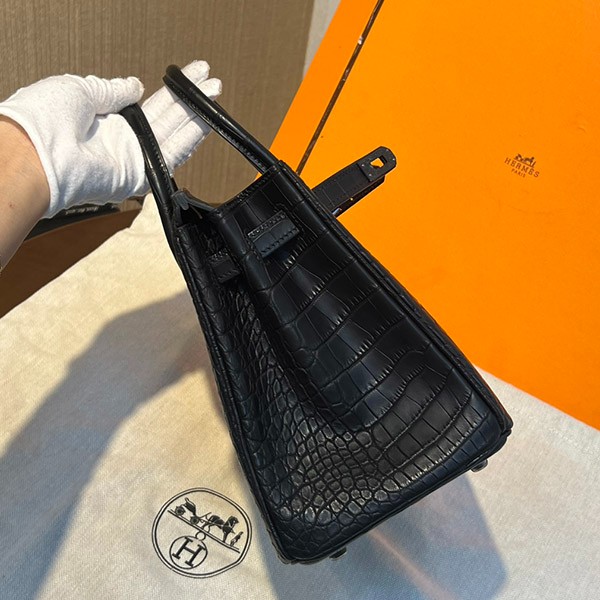 【最高峰N級・職人手作り】エルメス バーキン25 アリゲーターマット ソーブラック