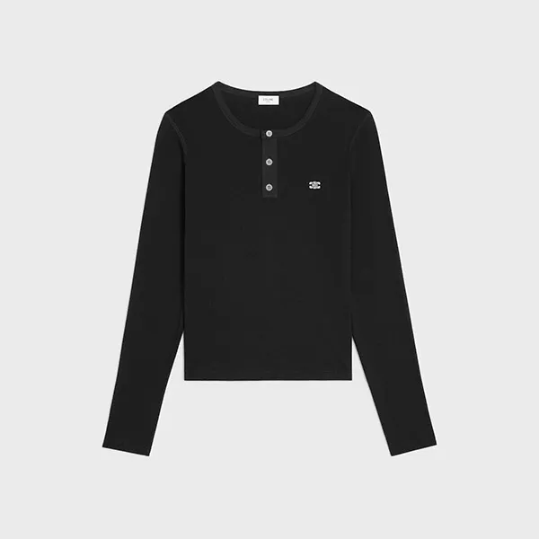 すぐ届く【セリーヌ】L/S Tシャツ コピー リブ編みコットンジャージー RX0A90F43