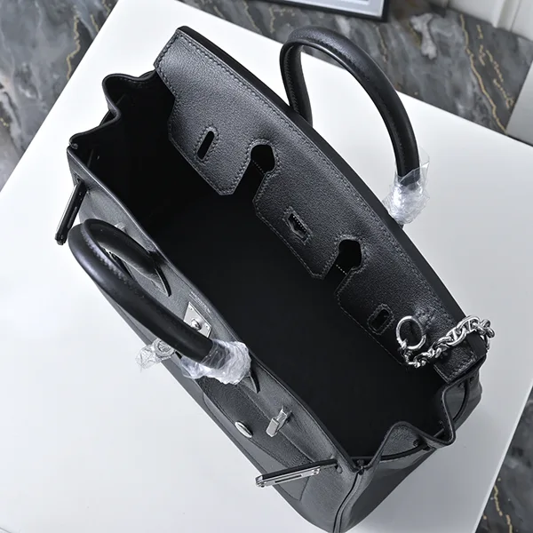 【原厂級特級レザー】 エルメス バーキンロック25 スーパーコピー ブラック ヴォリュプト シルバー金具 erx67844