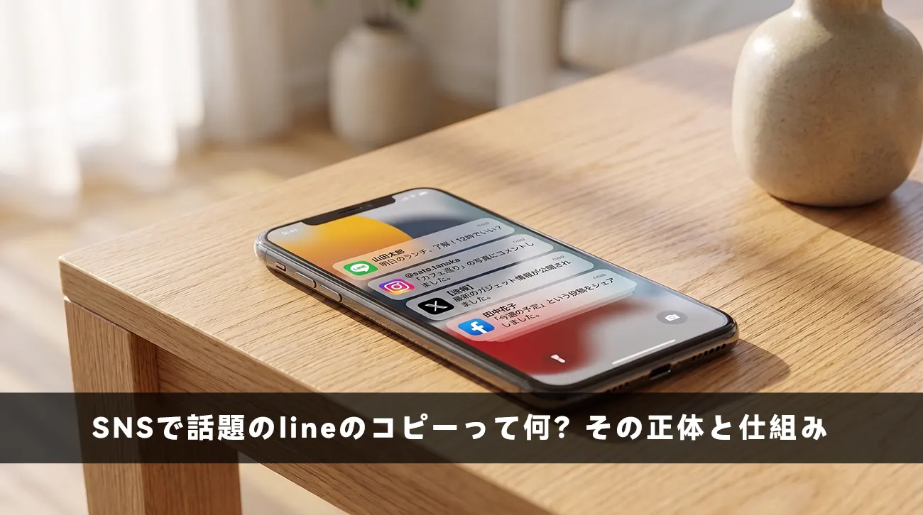 スマホの画面に届く不審なLINEの割引ブランド品通知のイメージ
