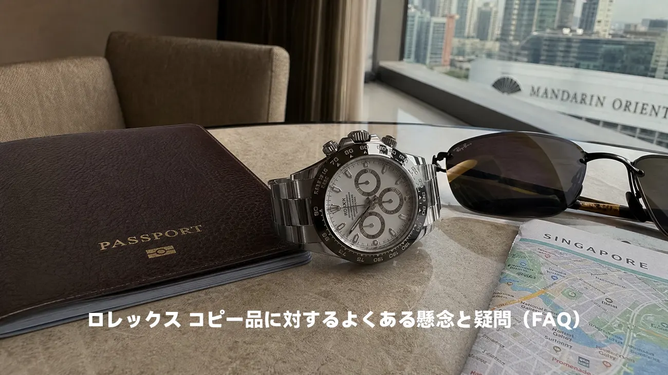 旅行用アイテムと一緒にデスクに置かれた防水腕時計