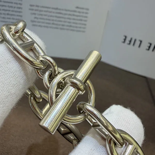 【最高純度SV925・鍛造】エルメス シェーヌダンクル ブレスレット N級品 シルバー925◆大人気の希少サイズ H101672B 00014