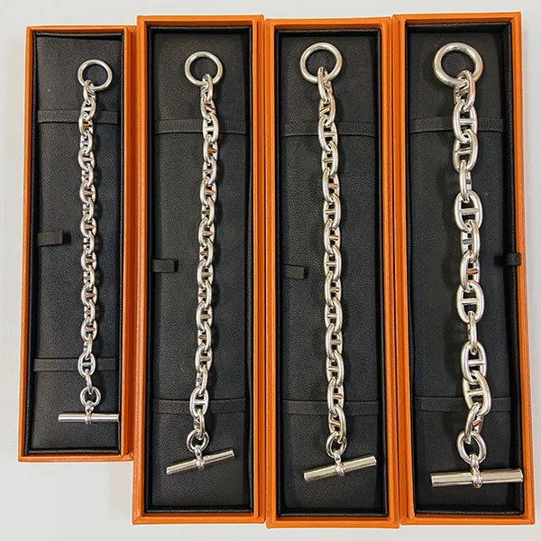 【最高純度SV925・鍛造】エルメス シェーヌダンクル ブレスレット N級品 シルバー925◆大人気の希少サイズ H101672B 00014
